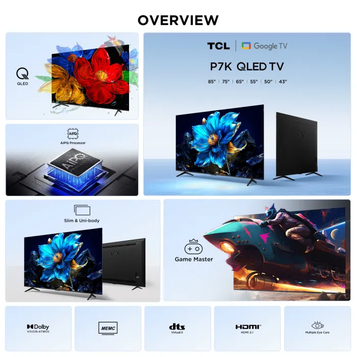 TCL 85 Inch QLED Google LED TV | 85P7K