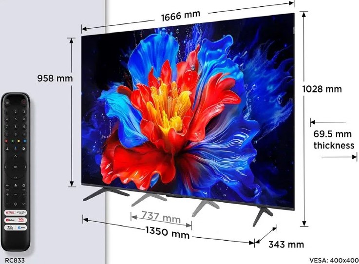 TCL 98-inch C655 Series QLED Pro UHD Google Smart TV | 98C655