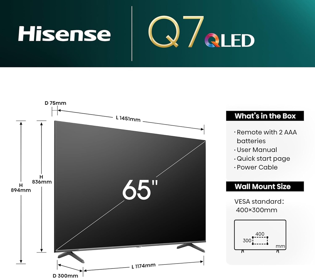 Hisense 65-Inch Q7N Series 4K QLED UHD Smart TV | 65Q7N