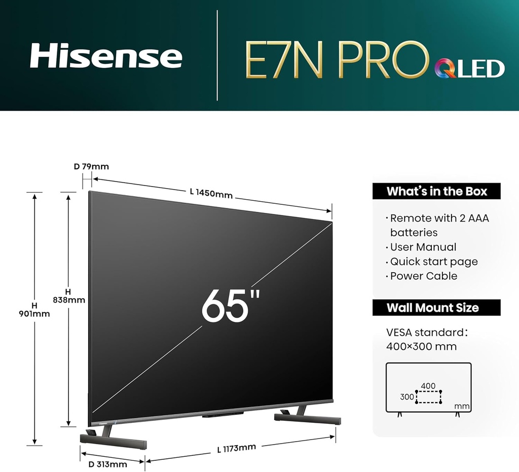 Hisense 65-Inch E7N_PRO QLED 144Hz LED TV | 65E7N_PRO