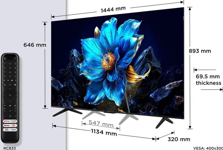 TCL P7K-UK QLED Direct LED 4K HDR Smart Google TV | 65P7K