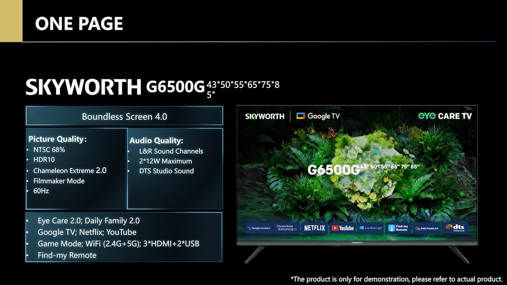 Skyworth 60 inch G6500G Series UHD Google TV | 60G6500G