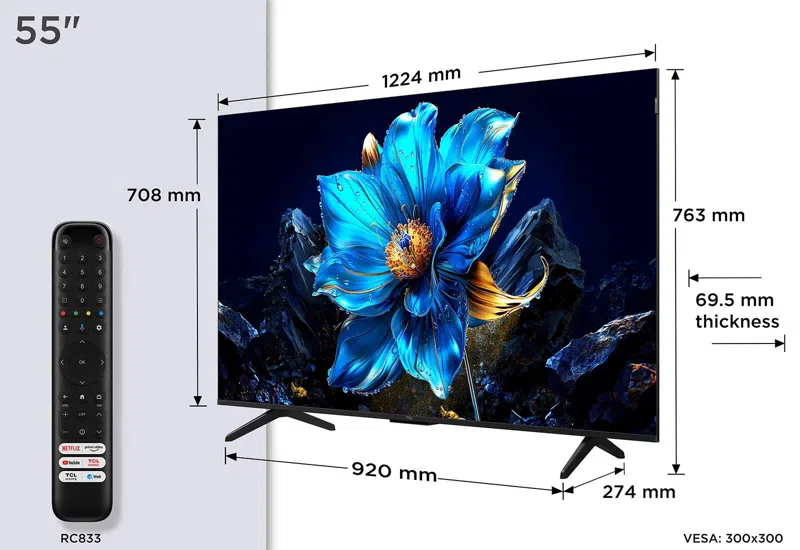 TCL P7K-UK QLED Direct LED 4K HDR Smart Google TV | 55P7K