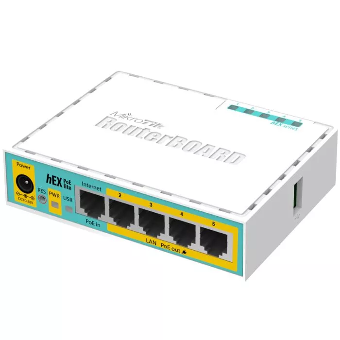 MikroTik hEX PoE Lite 5 Port Ethernet 4 PoE Router | RB750UPr2