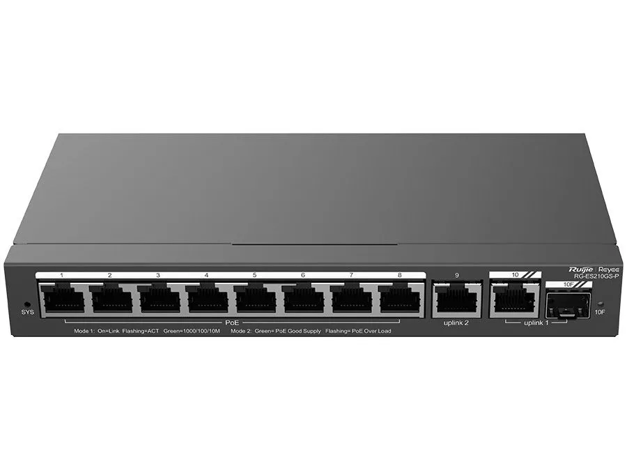 Reyee 10 Port Gigabit with 8 PoE 120W 1SFP Combo Port Smart Managed Switch | RG-ES210GS-P