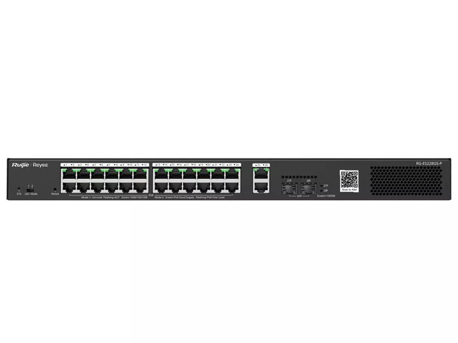 Reyee 26 Port Gigabit with 24 PoE 370W 2SFP Smart Managed Switch | RG-ES228GS-P