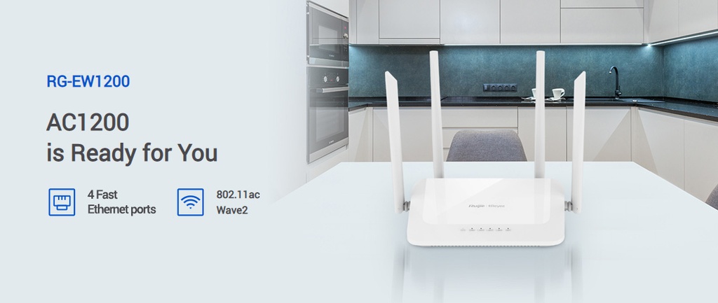 Reyee Dual Band AC 1200Mbps 5dBi Fast Ethernet Mesh Router | RG-EW1200