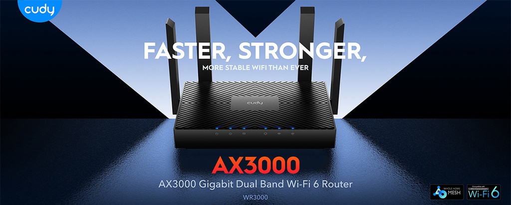 Cudy AX3000 Gigabit Wi-Fi 6 Mesh Router | CD-WR3000