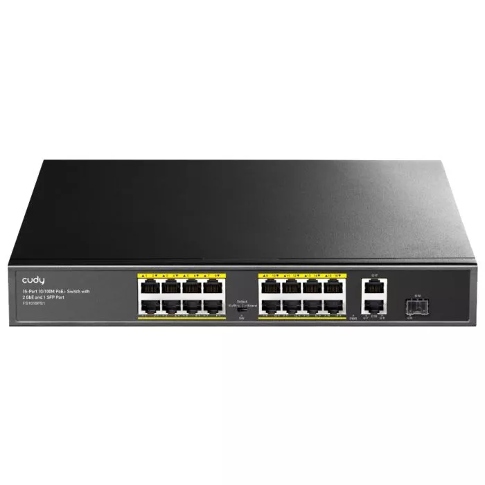 Cudy 16 Port Fast Ethernet PoE 190W 2 Gigabit 1SFP Switch | FS1018PS1