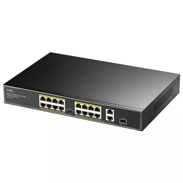 Cudy 16 Port Fast Ethernet PoE 190W 2 Gigabit 1SFP Switch | FS1018PS1