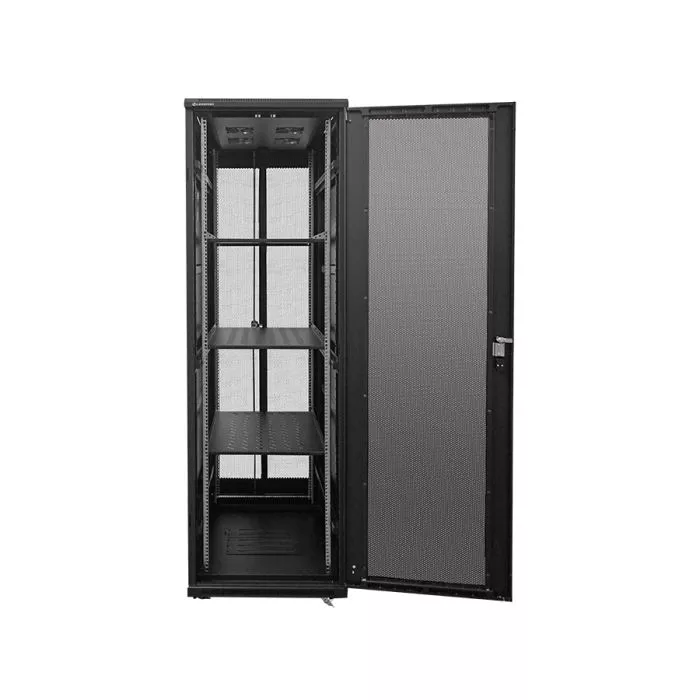 Linkbasic 42U 1M Deep Cabinet 4 Fans 3 Shelves & Perforated Steel Doors