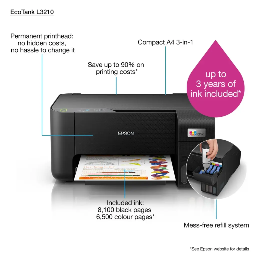 Epson EcoTank L3210 Multifunction Colour Inkjet Printer | C11CJ68403