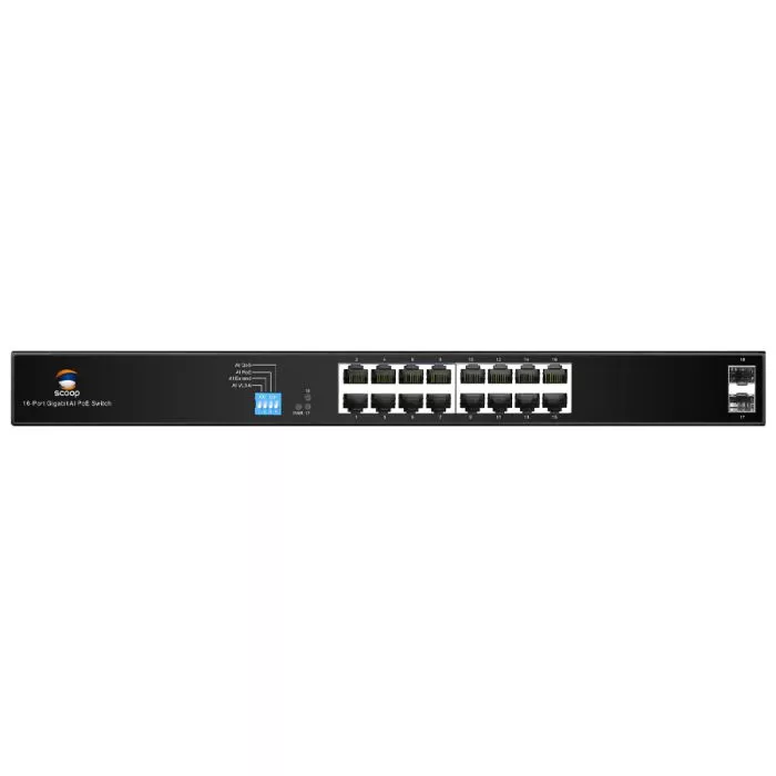 Scoop 16 Port Gigabit AI PoE 150W 2SFP Switch