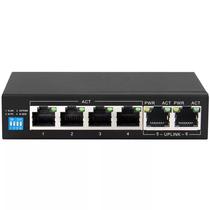 Scoop 6 Port Gigabit 4 AI PoE 60W Switch