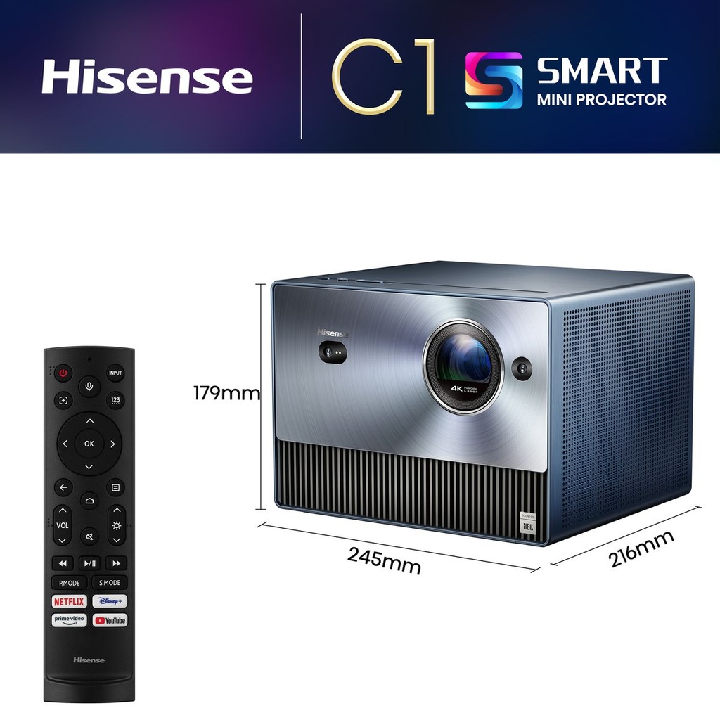 Hisense C1 Trichroma 4K Laser Mini Projector 