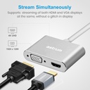 DA660 USB-C to VGA + 4K HDMI Adapter