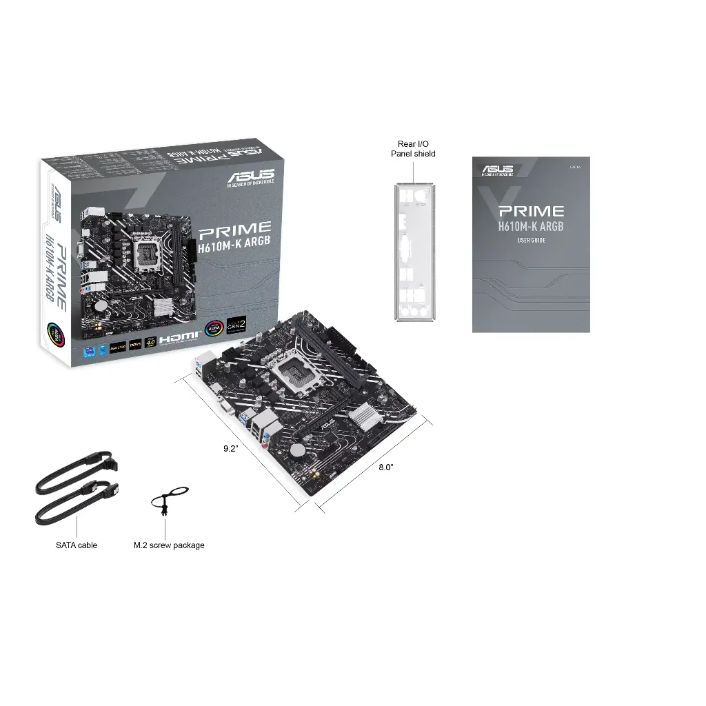 Asus H610 LGA1700 Micro-ATX 2X DDR5 Motherboard PRIME-H610M-K-ARGB 