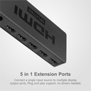 SP050 1 x 5 Ports 4K 1.4V HDMI Splitter