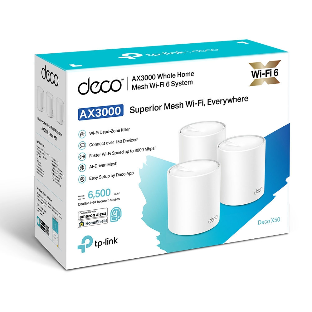 TP-Link Deco X50 Whole Home Mesh Wi-Fi 6 System - DECO-X50-3-PACK