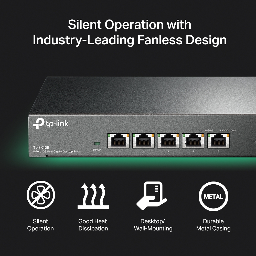 TP-Link 5 Port 10-Gigabit Unmanaged Rackmount Switch TL-SX105 