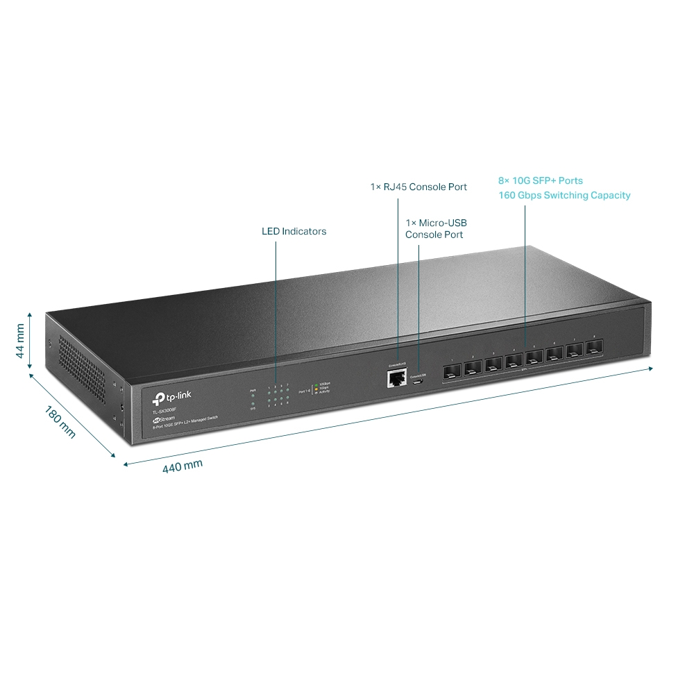 TP-Link Jetstream 8 Port Gigabit L2+ Managed Switch TL-SX3008F 