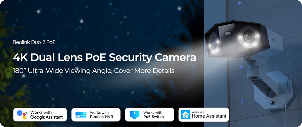 Reolink Duo 2 PoE 4K Camera with 180 Degree Viewing Angle