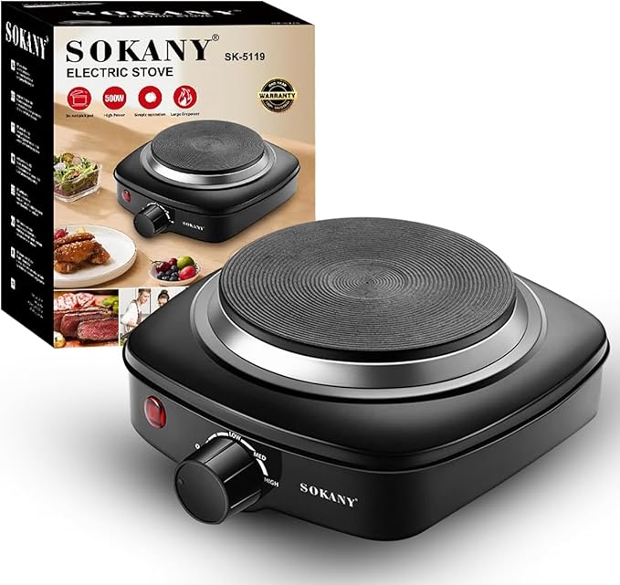 SOKANY SINGLE SOLID PLATE STOVE BLACK