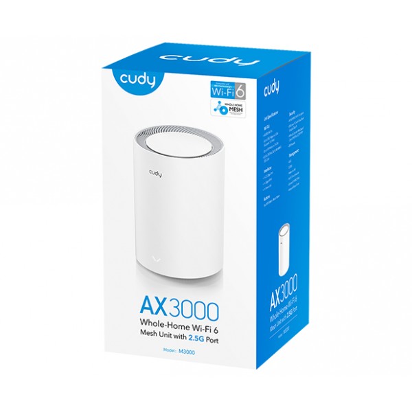 Cudy Dual Band WiFi 6 3000Mbps Multi-Gigabit Mesh Router | M3000 (1-Pack)