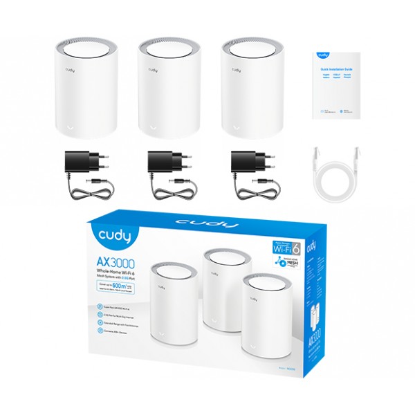 Cudy Dual Band WiFi 6 3000Mbps Multi-Gigabit Mesh 3-Pack | M3000 (3-Pack)