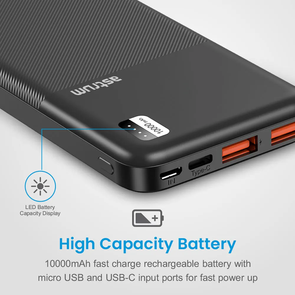 PB105 Dual USB Ultra Slim Fast Charge Power Bank 10000mAh 