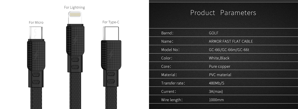 GOLF Armor Fast Flat Micro Cable