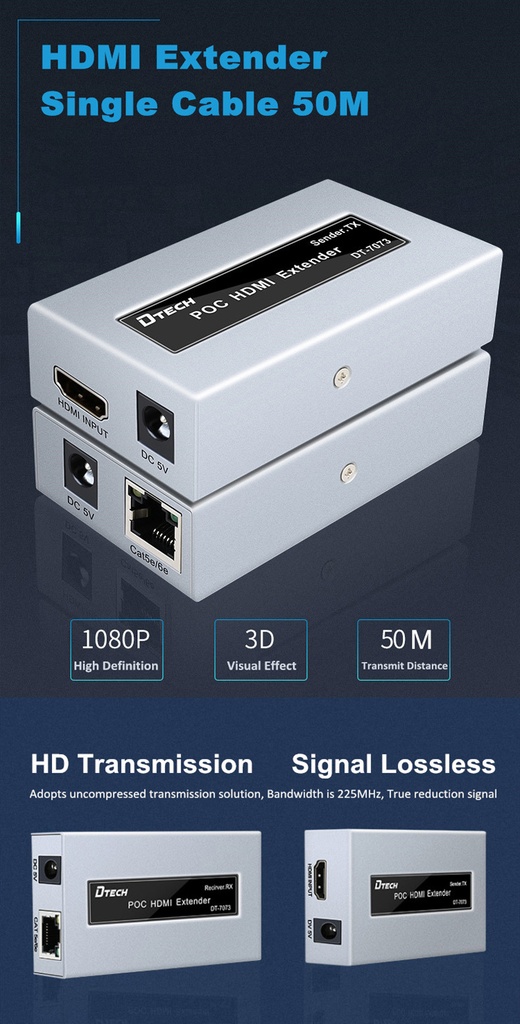 HDMI Extender (50m) with Remote Power