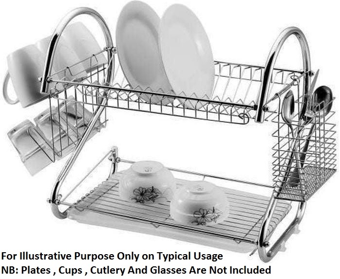 Casey 2 Layer 43cm Stainless Steel Large Dish Rack