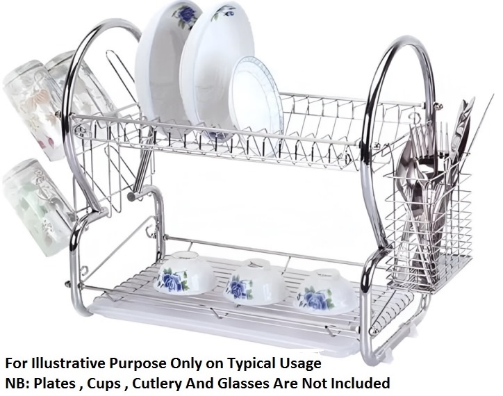 Casey 2 Layer 43cm Stainless Steel Large Dish Rack