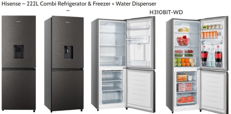 Hisense 222L Combi Freezer Fridge with Water Dispenser | H310BIT-WD