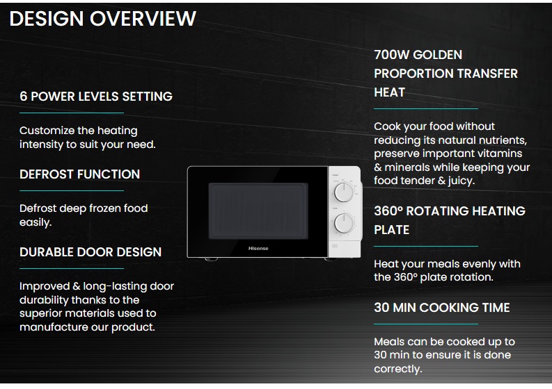Hisense 20L White Manual Microwave | H20MOMS11 (copy)