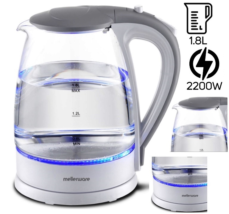 Mellerware 360 Degree Cordless Kettle Glass White | 22300WH