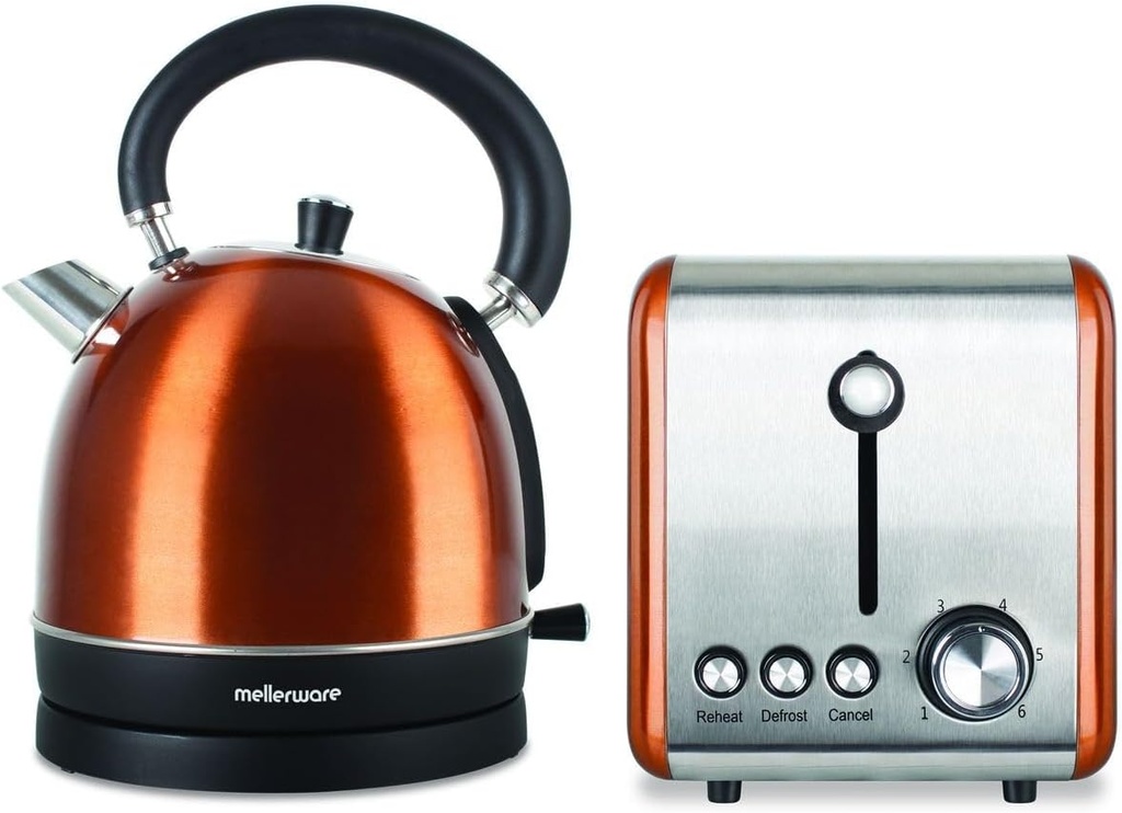 Mellerware Stainless Steel Copper 2 Slice Toaster and 1.8L | 46042CO
