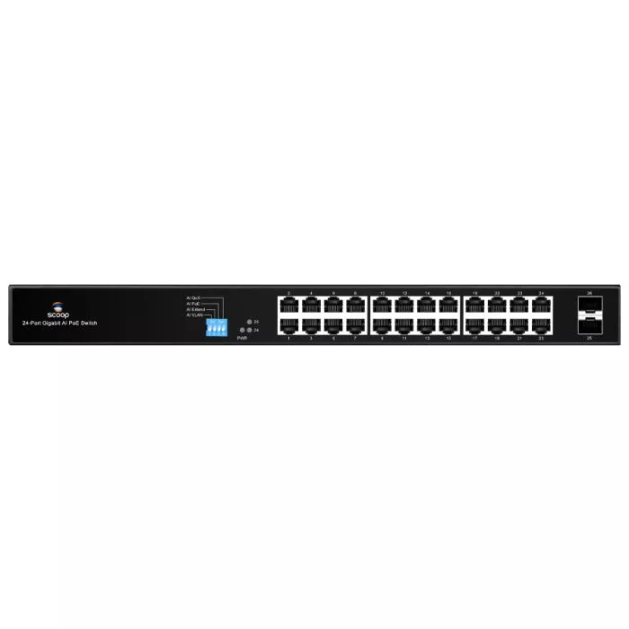 Scoop 24 Port Gigabit AI PoE 250W 2SFP Switch