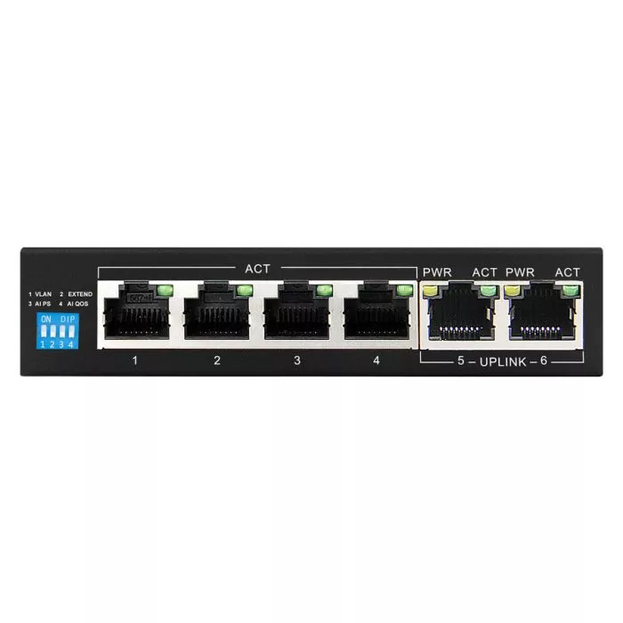 Scoop 6 Port Gigabit 4 AI PoE 60W Switch