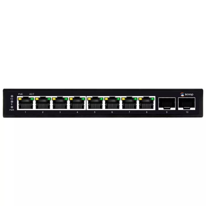 Scoop 8 Port Gigabit AI PoE 96W 2SFP Switch