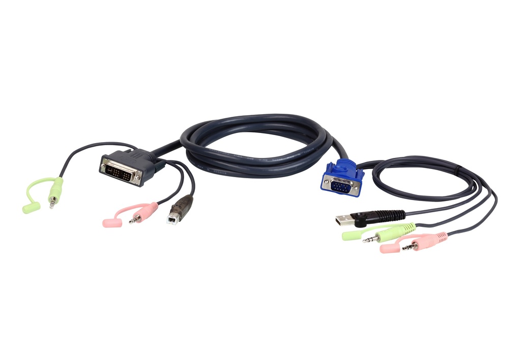 Aten 1.8M USB VGA to DVI-A KVM Cable with Audio 2L-7DX2U