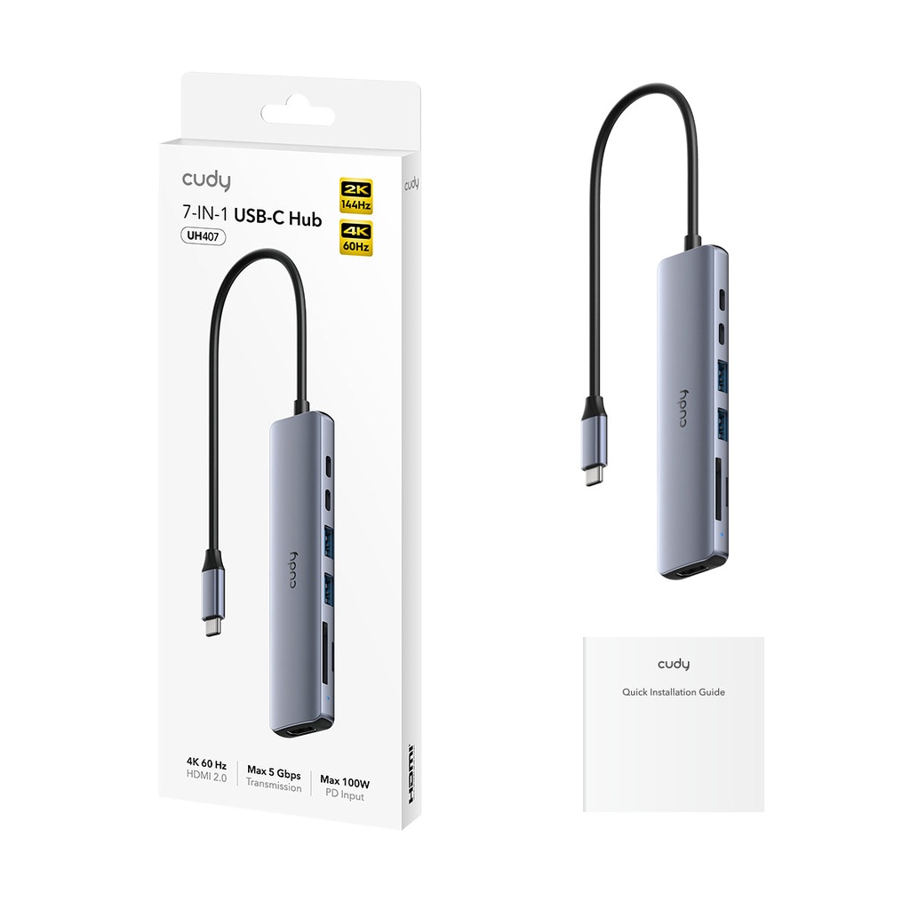 Cudy 7-in-1 4K 60Hz HDMI USB-A and USB-C Hub | UH407