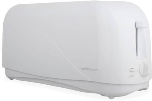 Mellerware 4 Slice Plastic White Toaster 1300W Hot Slice | 24440