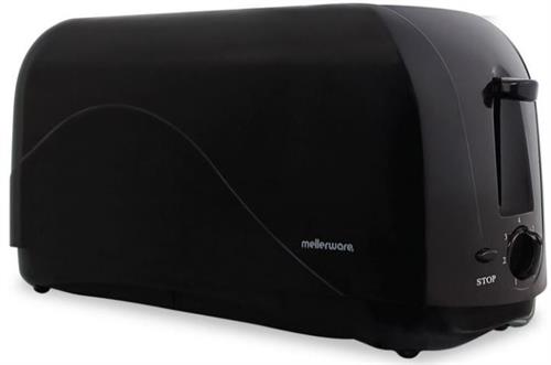 Mellerware 4 Slice Plastic Black Toaster 1300W Hot Slice | 24441