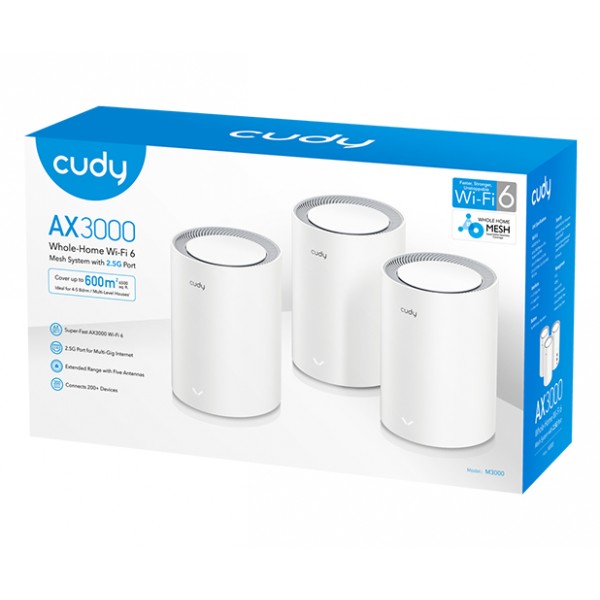 Cudy Dual Band WiFi 6 3000Mbps Multi-Gigabit Mesh 3-Pack | M3000 (3-Pack)