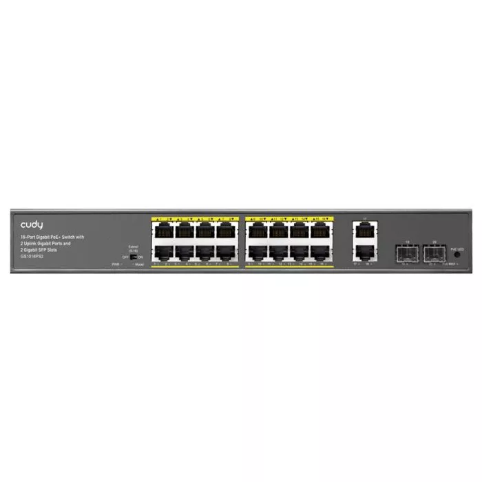 Cudy 16 Port Gigabit PoE 180W 2 Gigabit 2SFP Switch | GS1018PS2