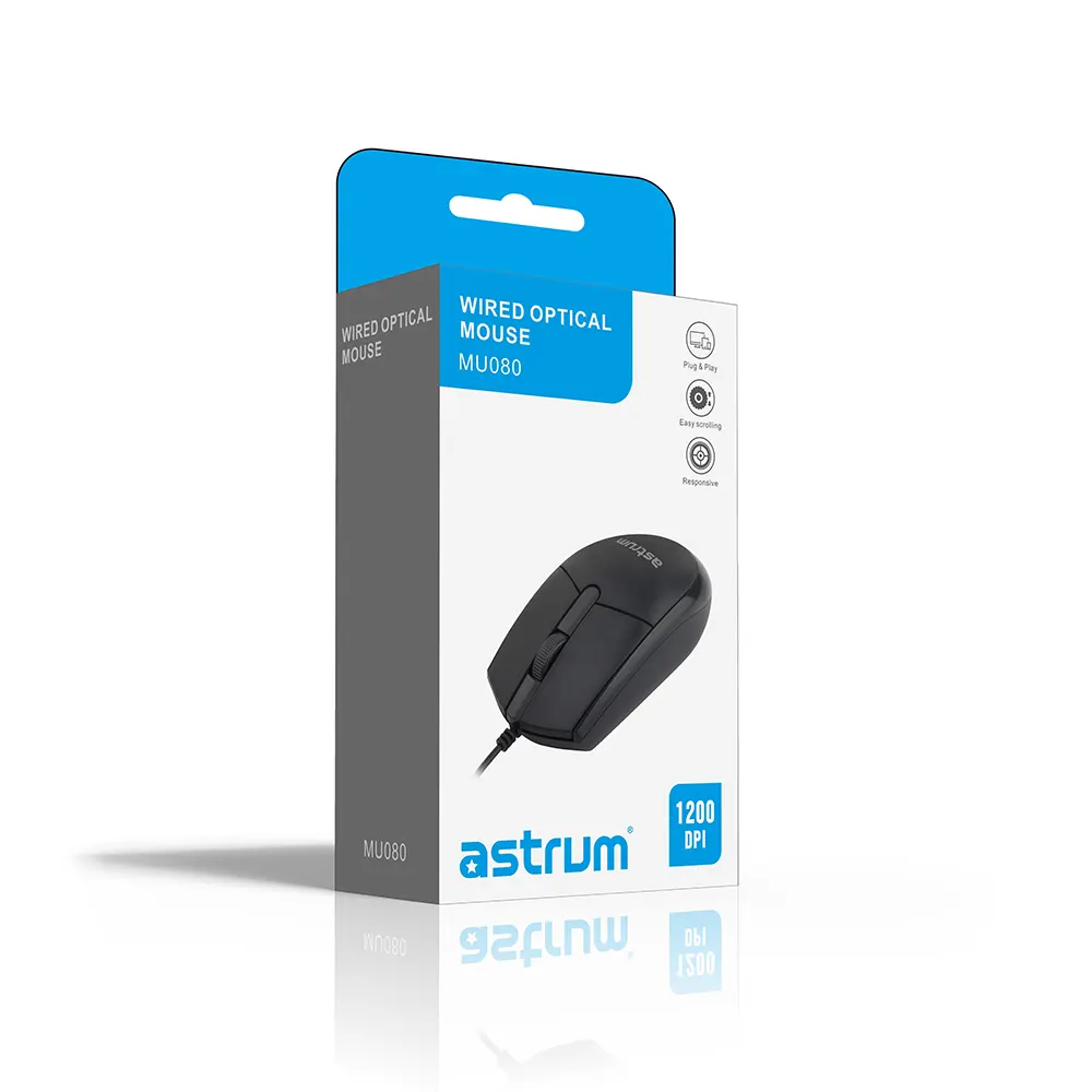 ASTRUM MOUSE USB OPTICAL 3B 1.5M BLACK | MU080