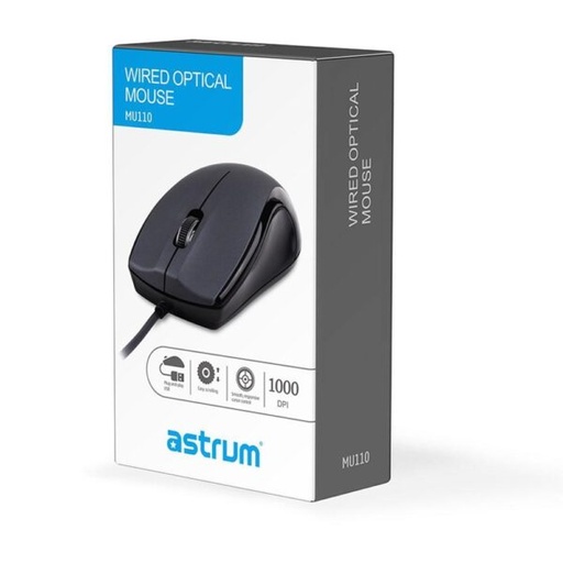 ASTRUM 3B USB Wired Large Optical Mouse Grey | MU110