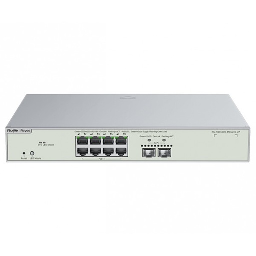 Reyee 10 Port Multi-Gigabit Layer 3 Managed Switch with 8 PoE++ Ports and 2 SFP+ Uplink Ports | RG-NBS5300-8MG2XS-UP